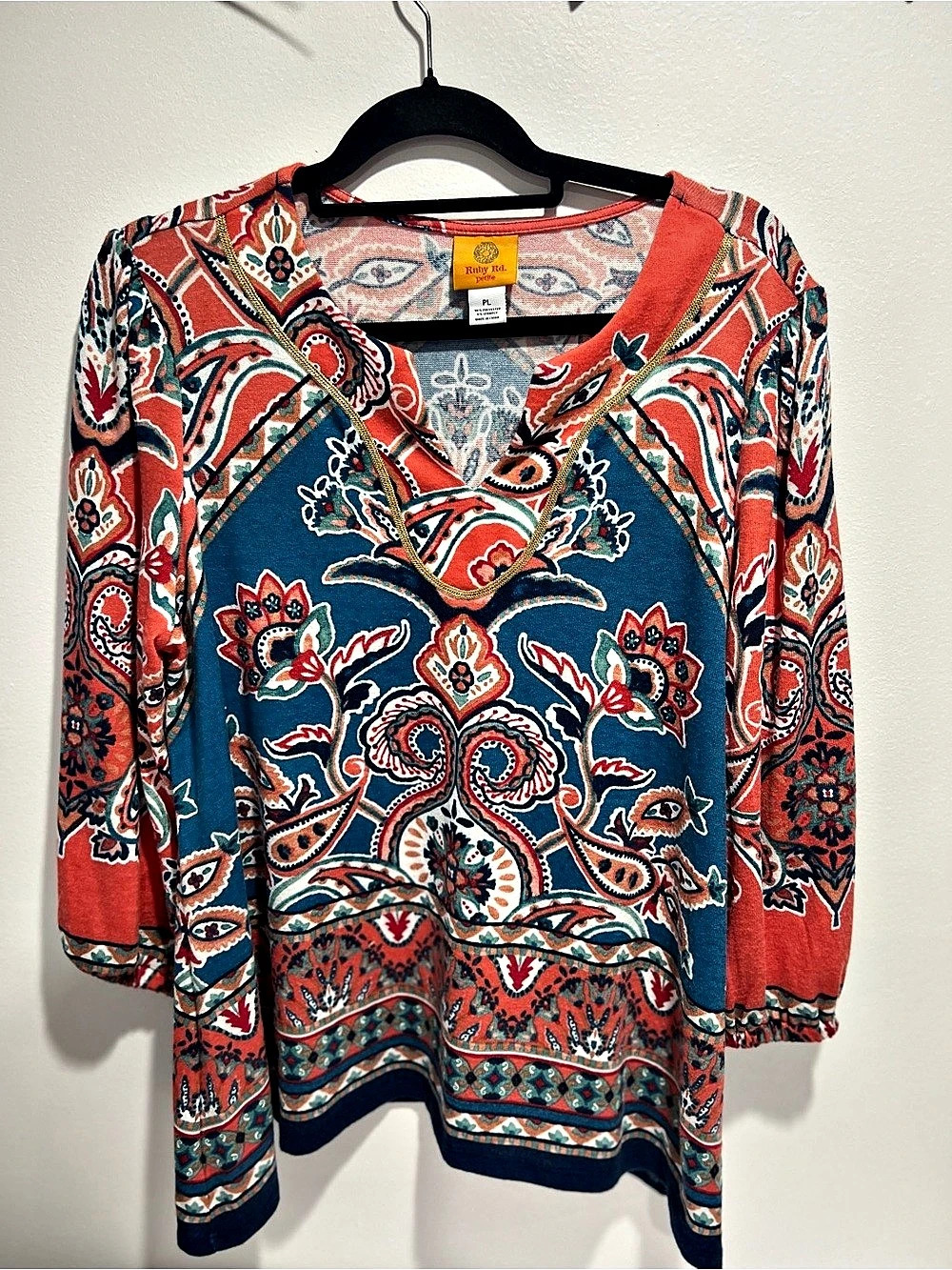 Ruby Rd. Paisley Tunic in Blue & Red Size PL Like New